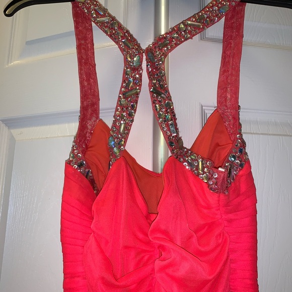 Floor length formal coral dress - Picture 3 of 5